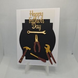 Father's Day Card with Gold and Brown Tools